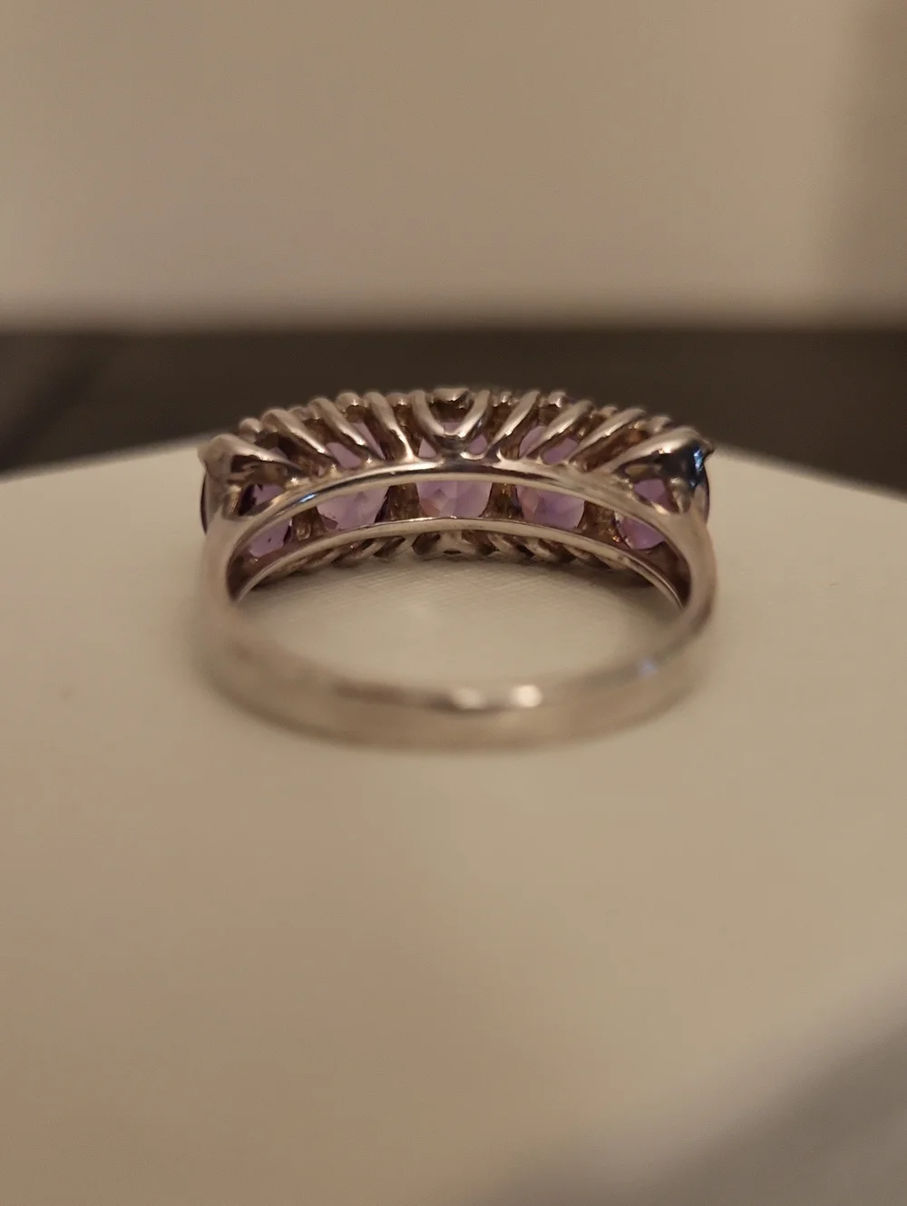 Vintage 925 Sterling Silver Multi Stone Amethyst Gemstone Ring